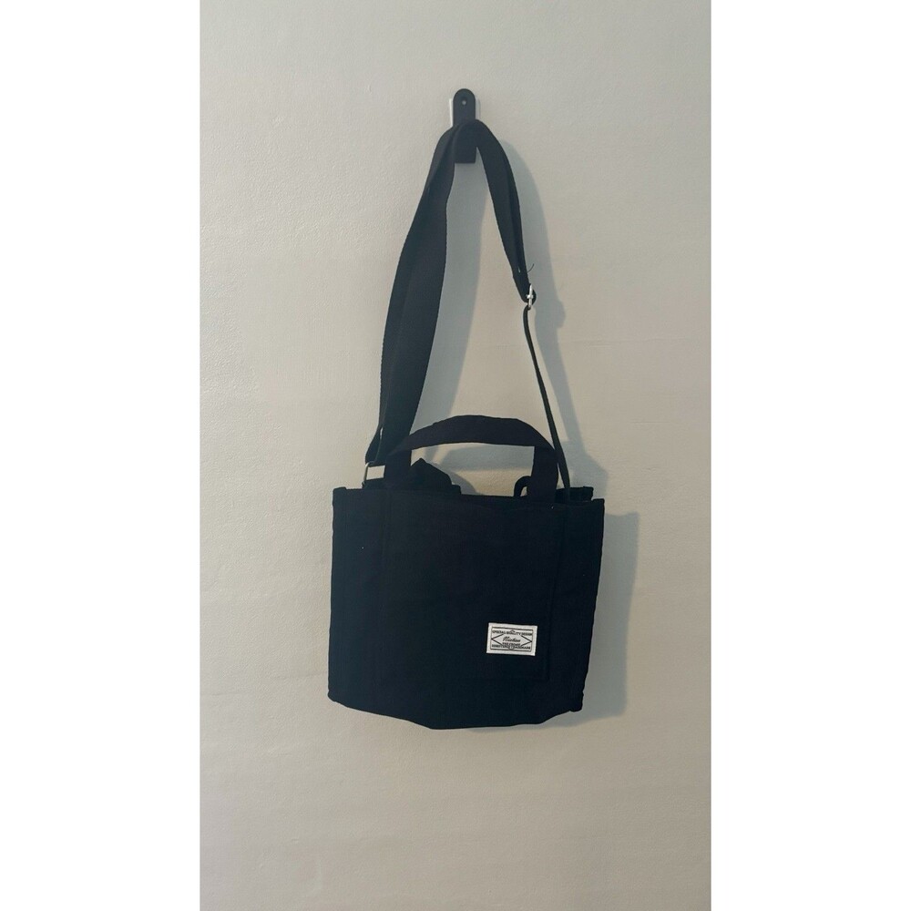 Niction x The Crimie Black Corduroy Shoulder Tote Bag Adjustable Strap Casual